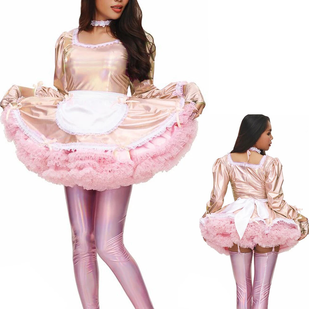 Sissy Sweet Classic Lolita Dress Fancy Apron Maid Dress With Gloves and Neckwear