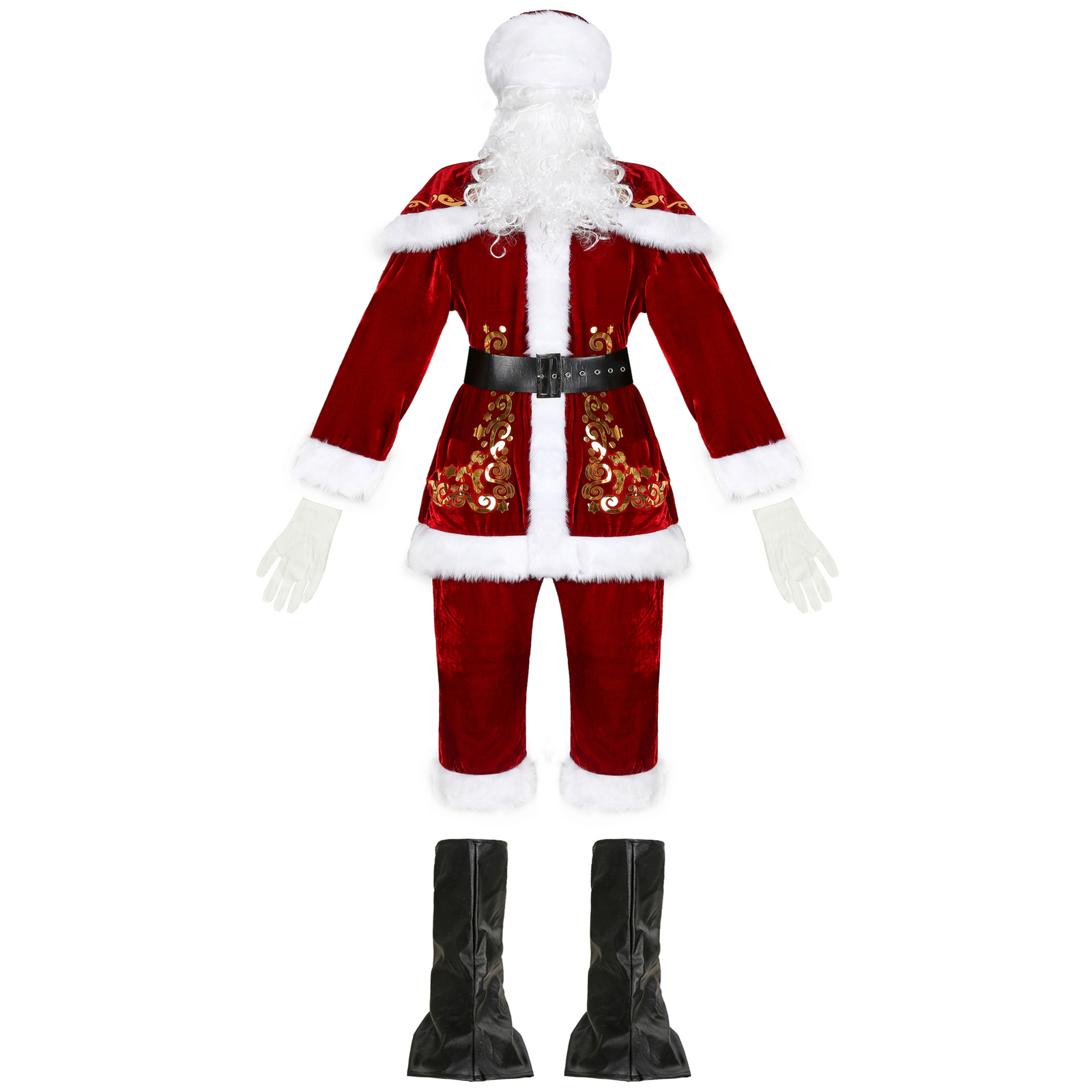 Plus Size Santa Claus Costume Outfits Full Set Men Classic Christmas Costumes