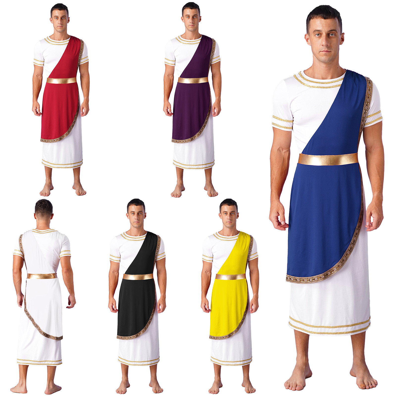 Mens Ancient Greek Senator Robe Halloween Roman Costume Caesar Party Fancy Dress