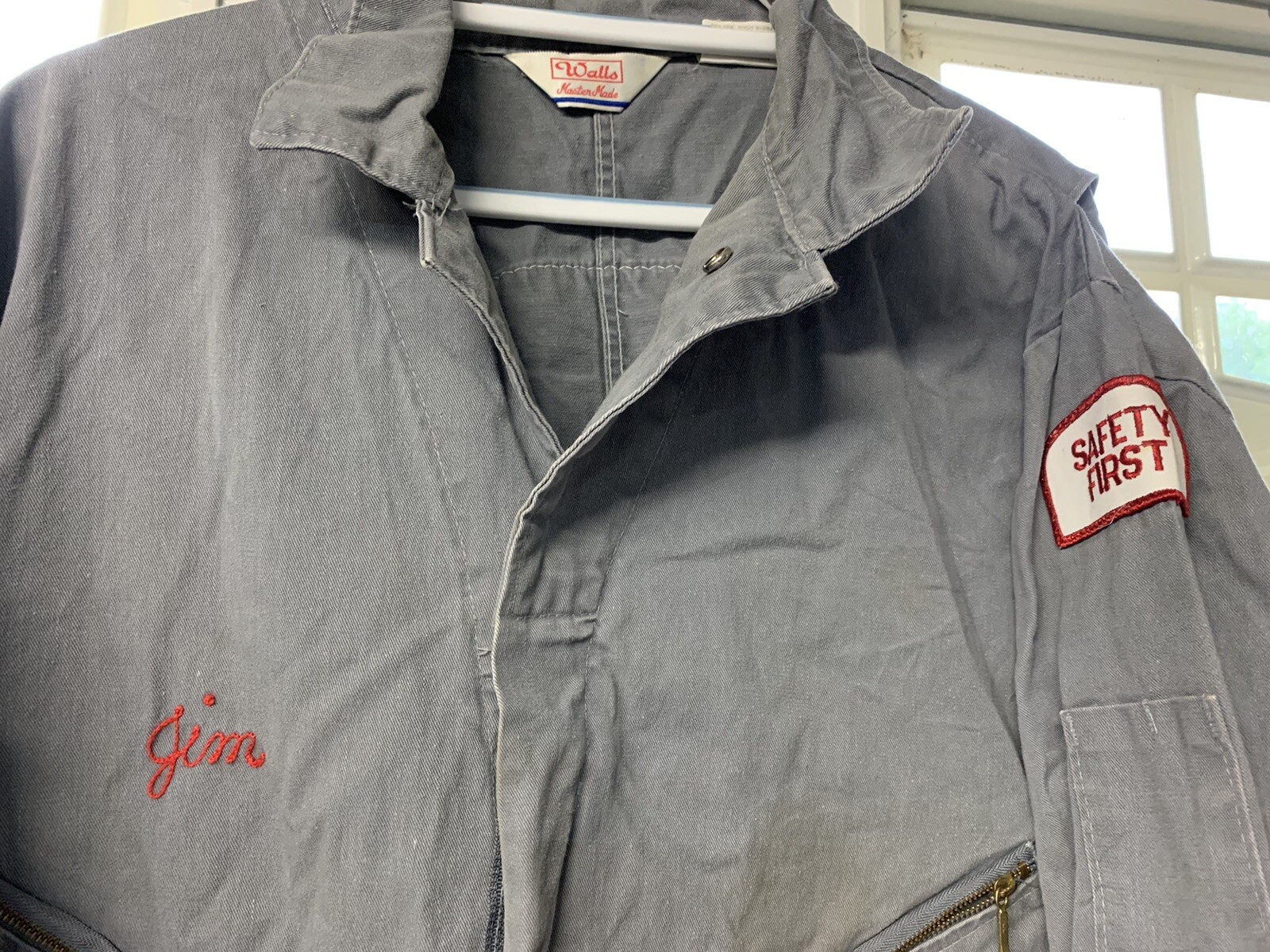 Walls Coveralls, Halloween, Grey With Patches, Mechanics Jumper, 50 Regular