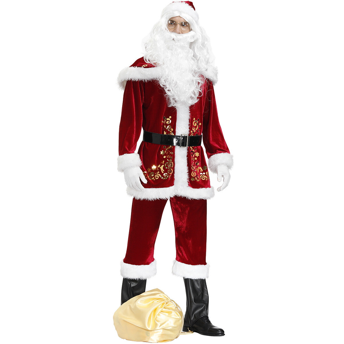 Plus Size Santa Claus Costume Outfits Full Set Men Classic Christmas Costumes