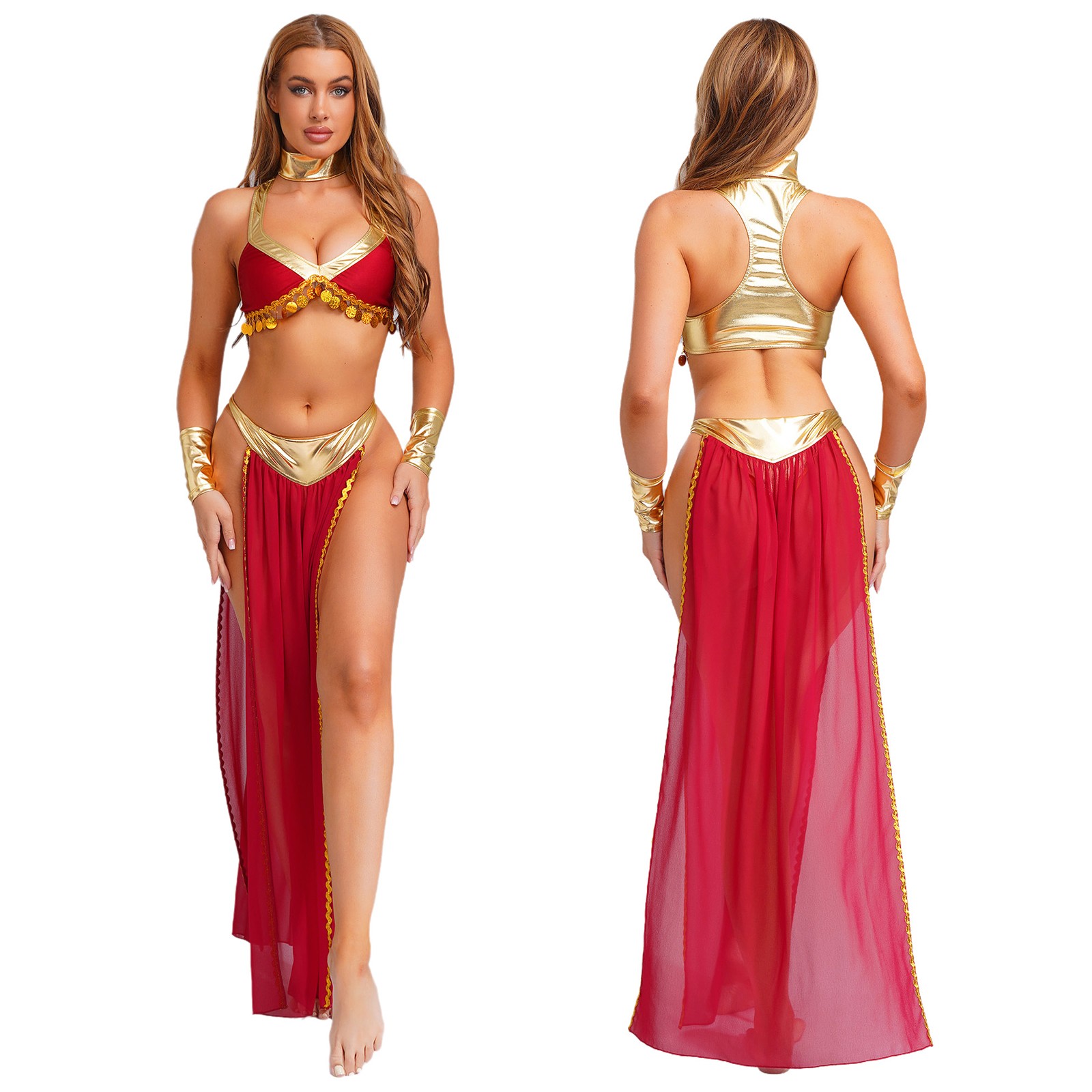 Sexy Women Skirt Toga Dress Costume Adult Cosplay Queen Outfits Shiny Show Party