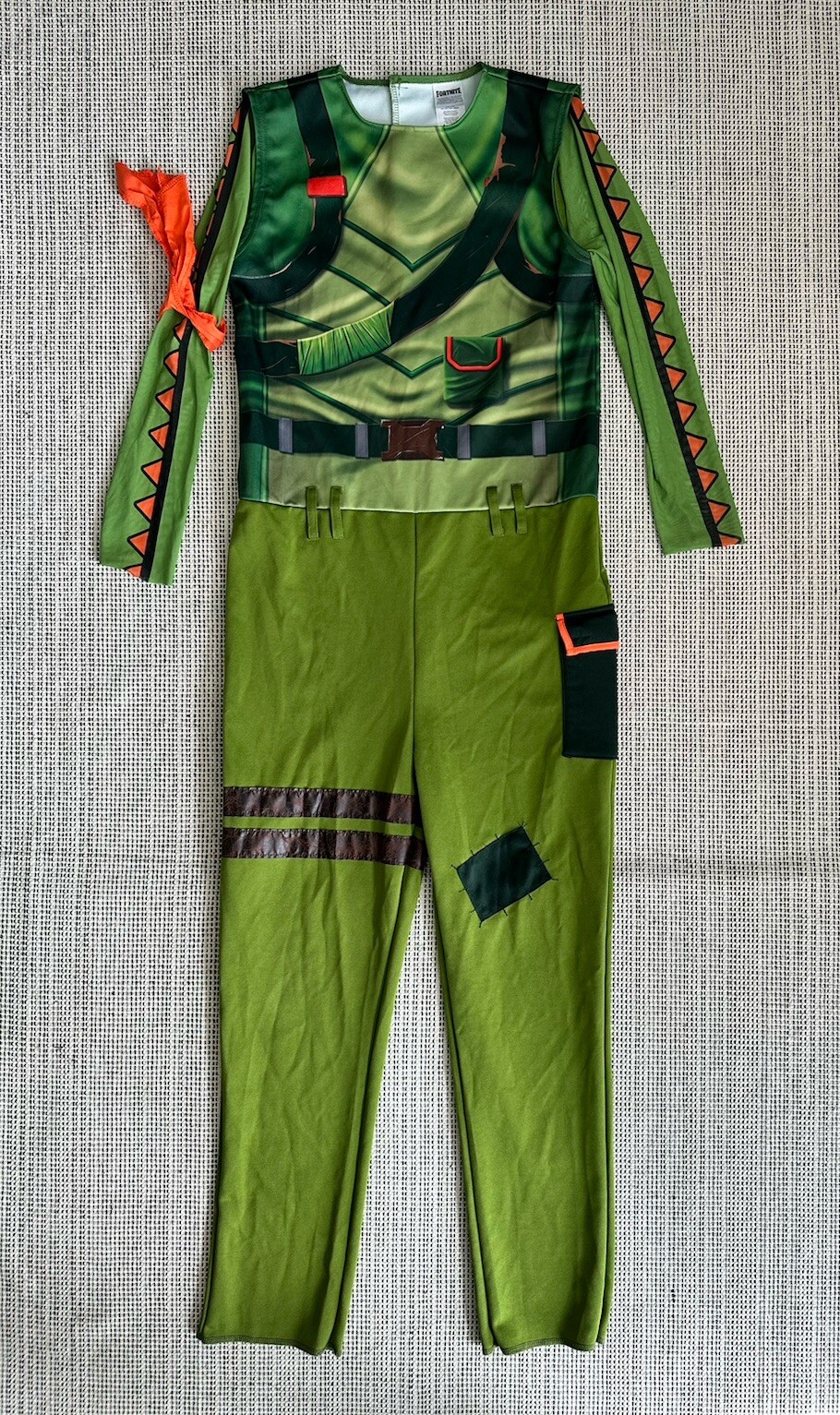 Spirit Halloween Youth Size XL Green Fortnite Rex Costume JUMPSUIT ONLY