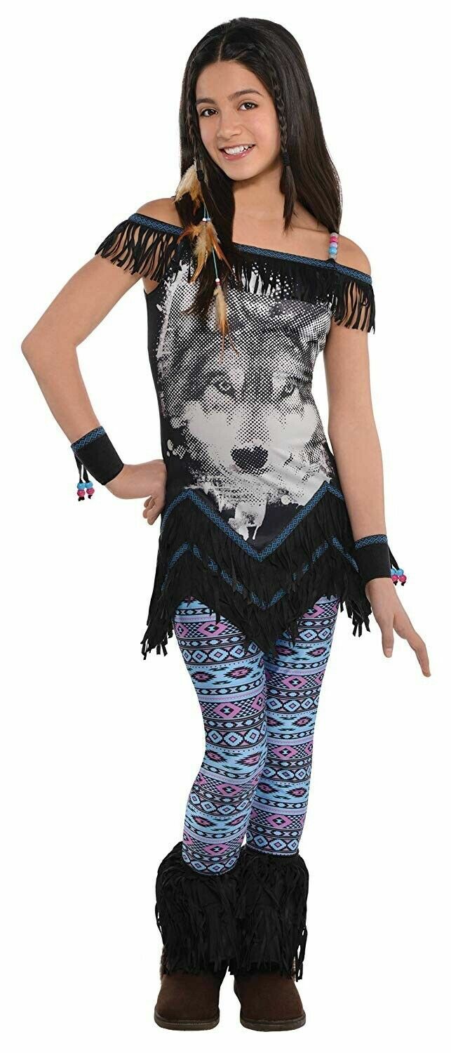 Native American Indian Princess Dress-Wolf Festival Spirit-girl-L 12-14;XL 14-16