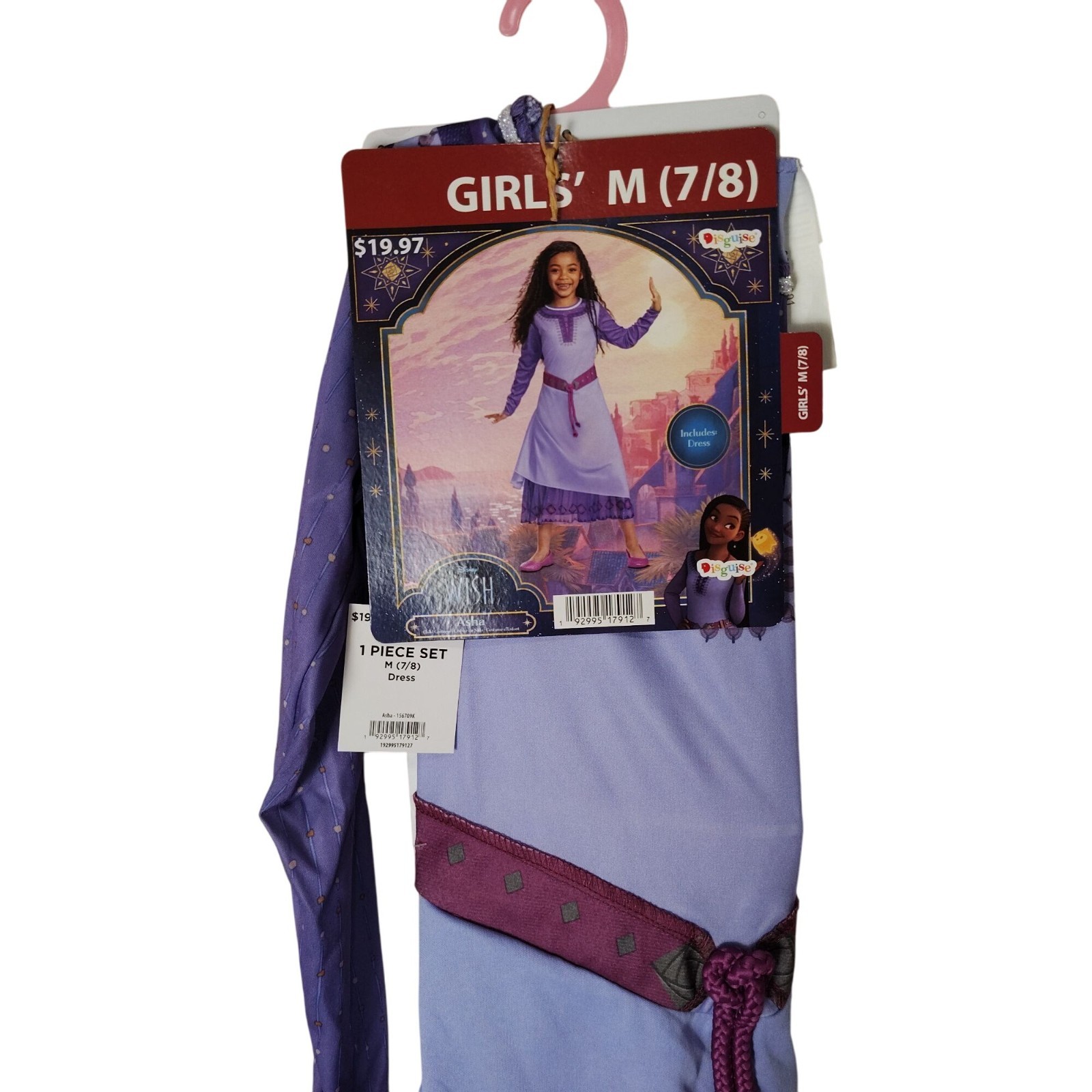 Disguise Disney Girls M (8) Wish Asha Purple Long Sleeve Dress Halloween Costume