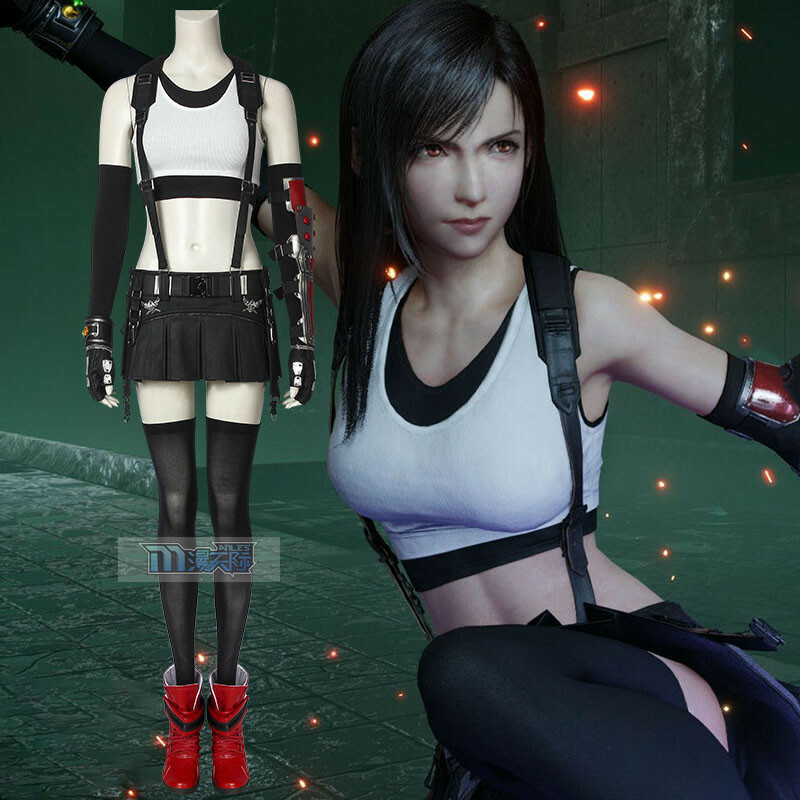 Final Fantasy VII Remake Tifa Lockhart Cosplay Costume Shoes Women’s Costume Set