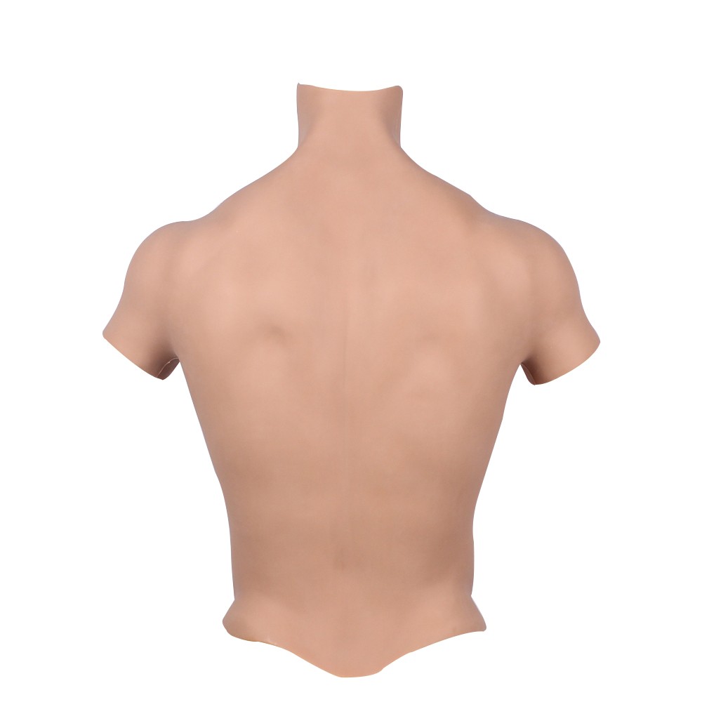 US Male Muscle Chest Plate Silicone Bodysuit for FTM Cosplay Crossdresser