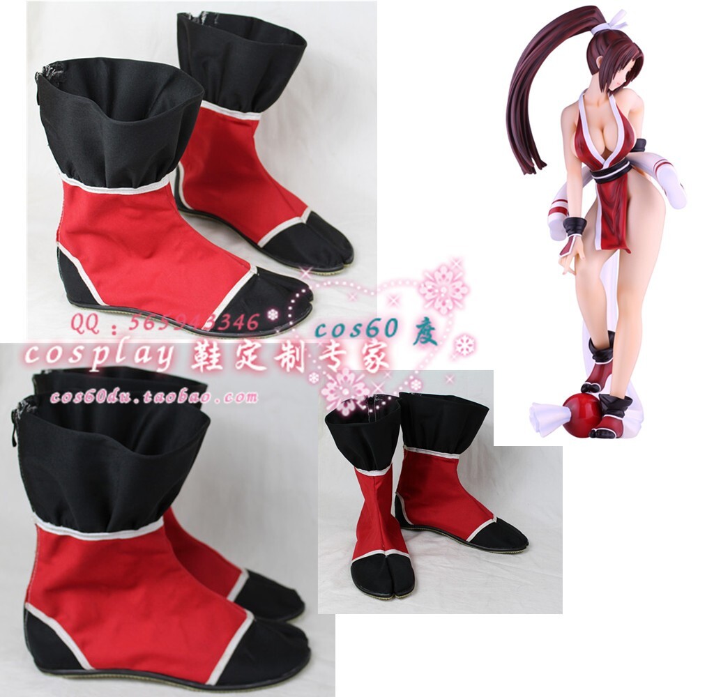 The Alluring Ninja Girl Mai Shiranui Cosplay Shoes KOF Tabi Ankle Boots S008