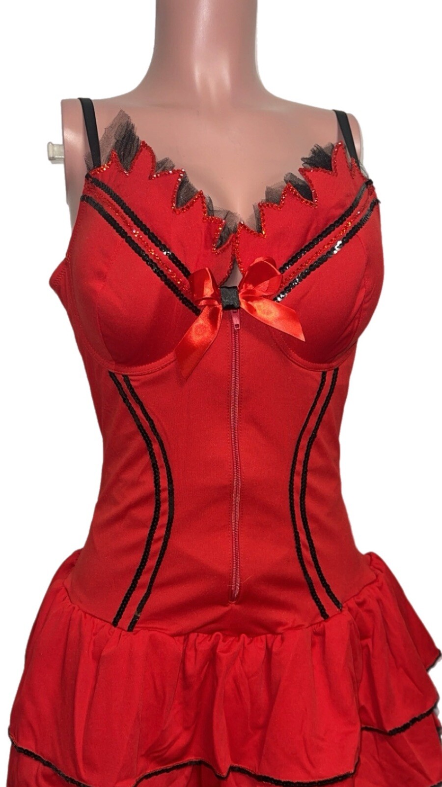 Party King Shaper Devil Bejeweled Costume OOAK Zip Front U/W Bodysuit Tail