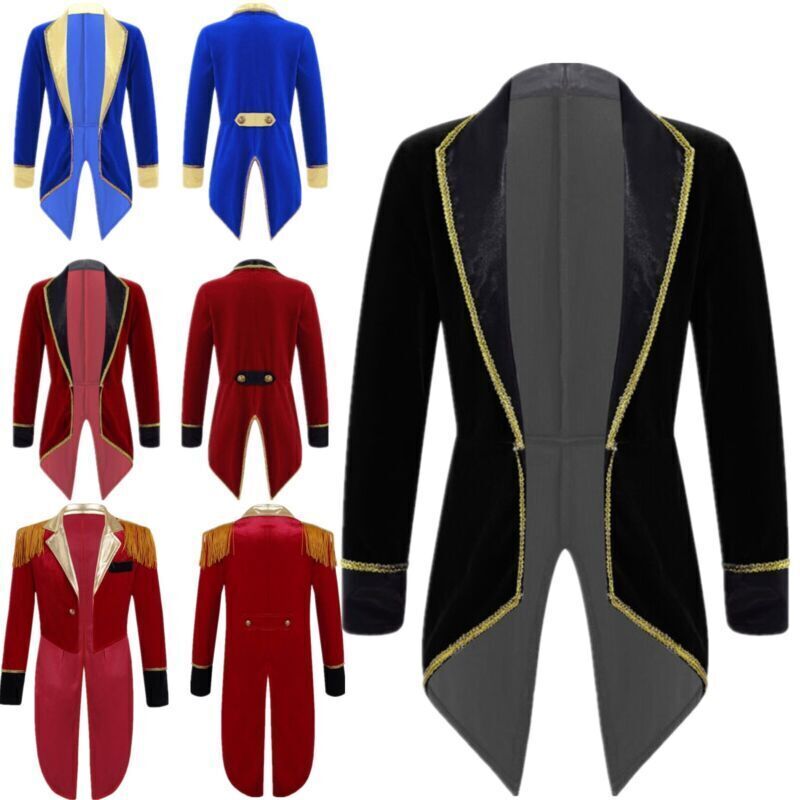 US Kids Circus Ringmaster Coats Tuxedo Jackets Halloween Prince Costume Cosplay
