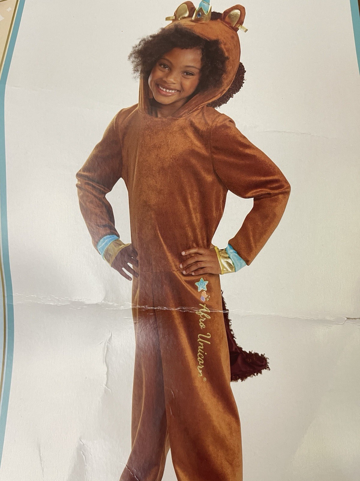 NWT Afro Unicorn Deluxe Child Costume XS 3T-4T Hooded Unicorn Jumpsuit FREE SHIP