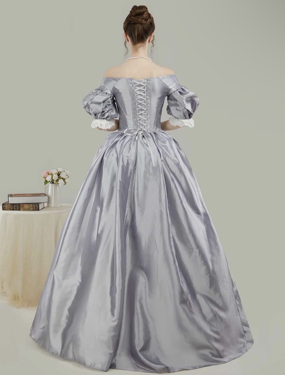Victorian Renaissance Corset Dress Gothic Edwardian ballgown puffy sleeves S/M