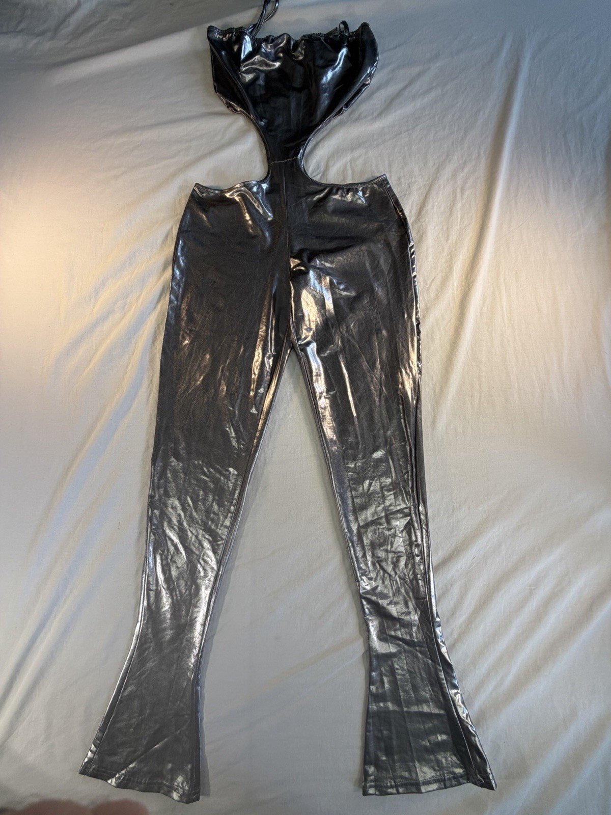 Silver Spandex Women Tights Medium Body Suit Yoga Costumes Unisex Bodysuit
