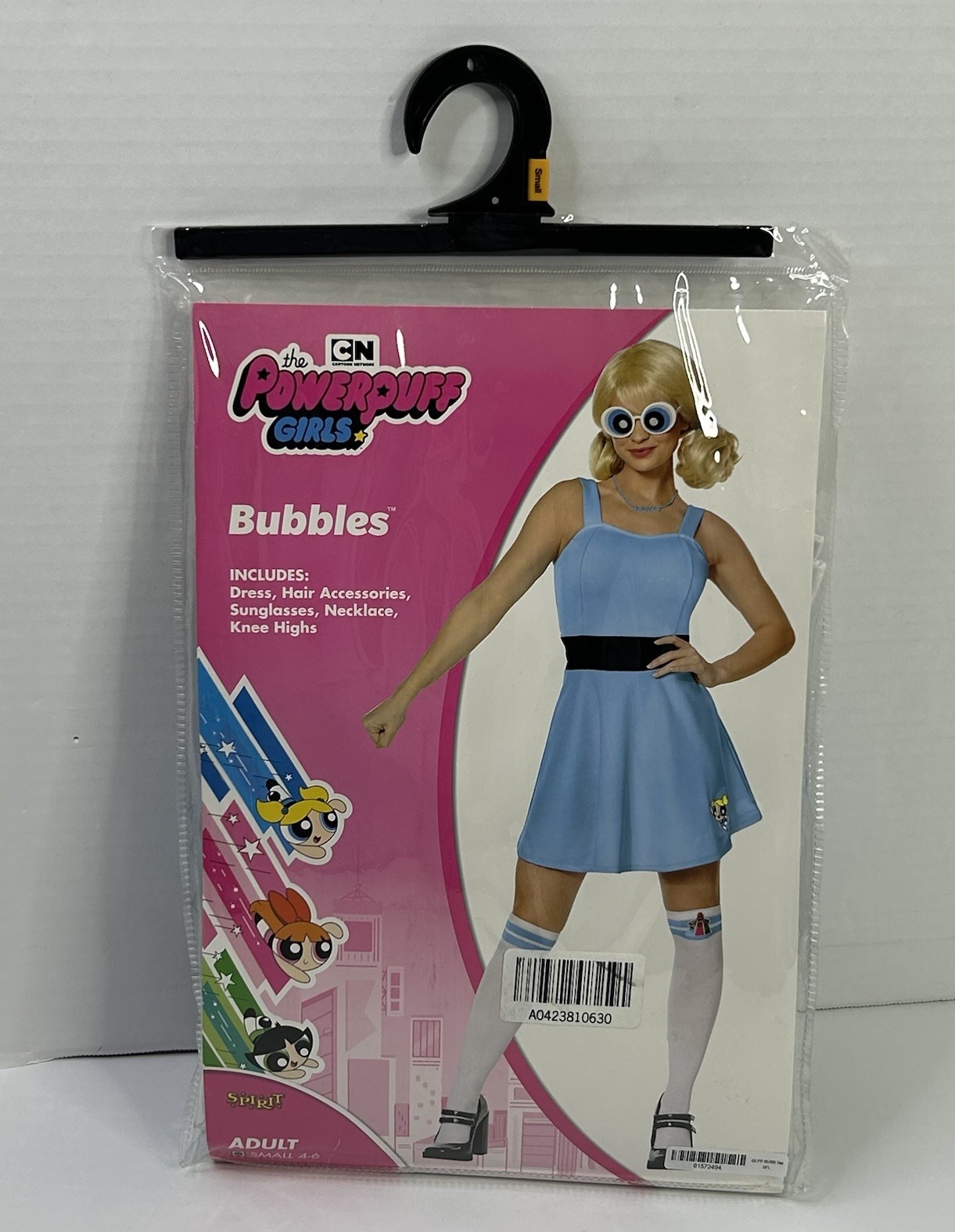 The Powerpuff Girls Bubbles Costume Adult Small 4-6 READ* NO WIG NO KNEE HIGHS