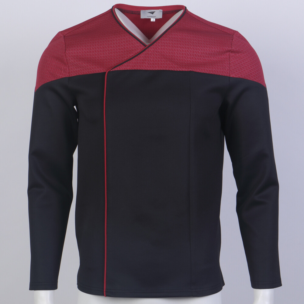 For Picard 2 Commander Uniform Cosplay Starfleet Red Gold Blue Top Shirt Costume