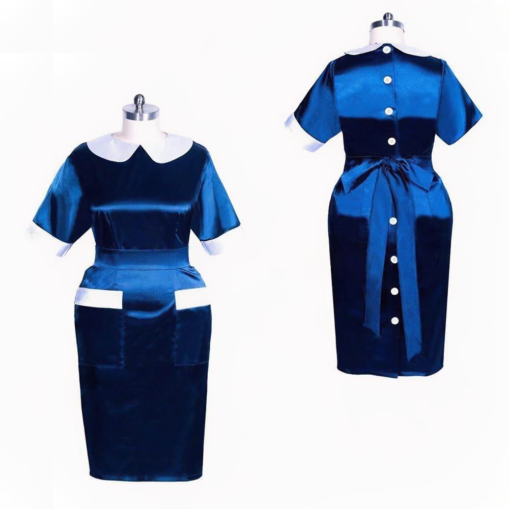 Girl Maid Sissy Blue satin Unisex Dress cosplay costumes Tailor-made
