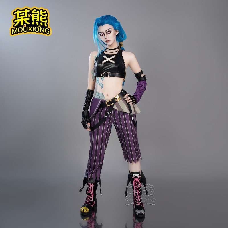 LOL Arcane Jinx Cosplay Wigs Blue Braided Party Hair Women Costumes Halloween
