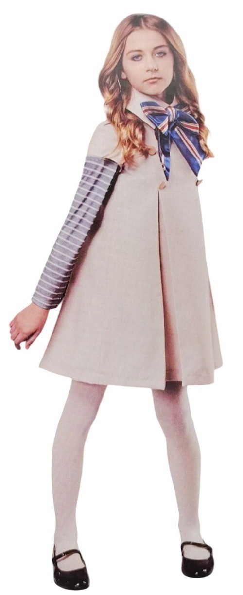 Rubies Girls L (10/12) Beige Dress with Blue Bow Halloween Costume
