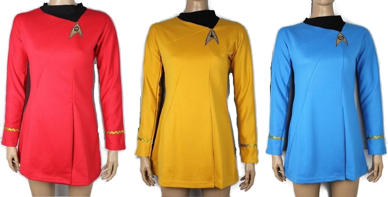Star Trek Woman’s CLASSIC Gold Blue Red Adult Costume uniform TOS