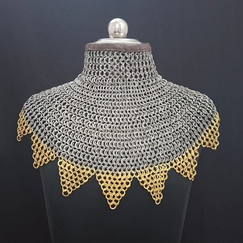 Chain mail Collar : 8 MM Flat Ring Brass Zig Zag Edges, Nack Protection