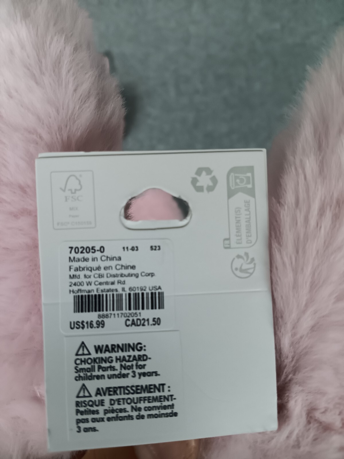 Clair’s Faux Fur Easter Bunny Accessory Props Pink Glitter