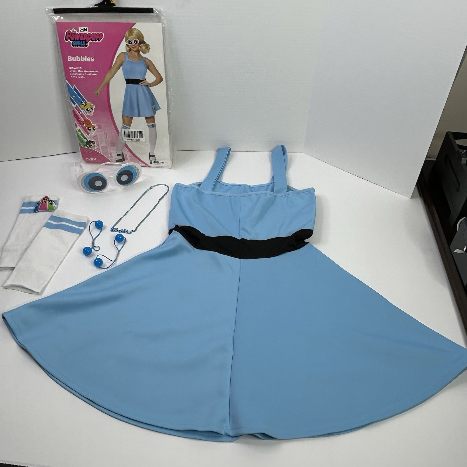 The Powerpuff Girls Bubbles Costume Adult Small 4-6 READ* NO WIG NO KNEE HIGHS
