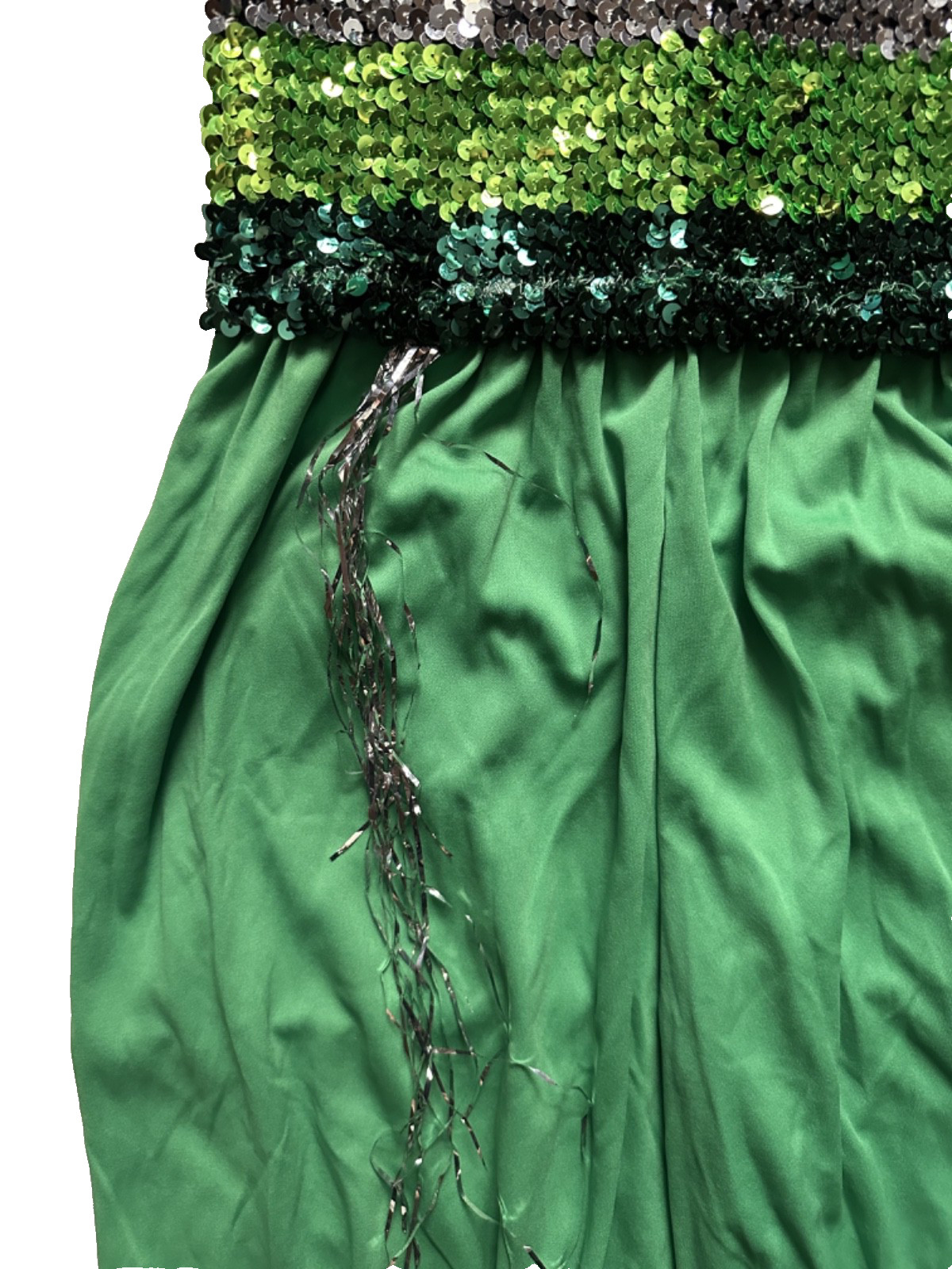 Vintage Disco Harem Jumpsuit Green Sequin Tube Top XS-S Blouson Pant