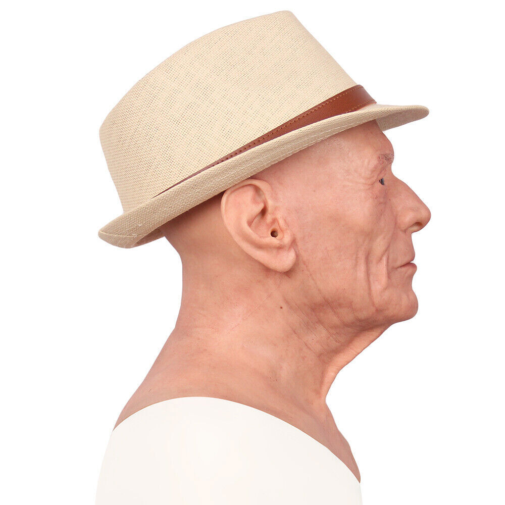 CDS Silicone Male Hood Headgear Masquerade Lifelike Full Head Party Props
