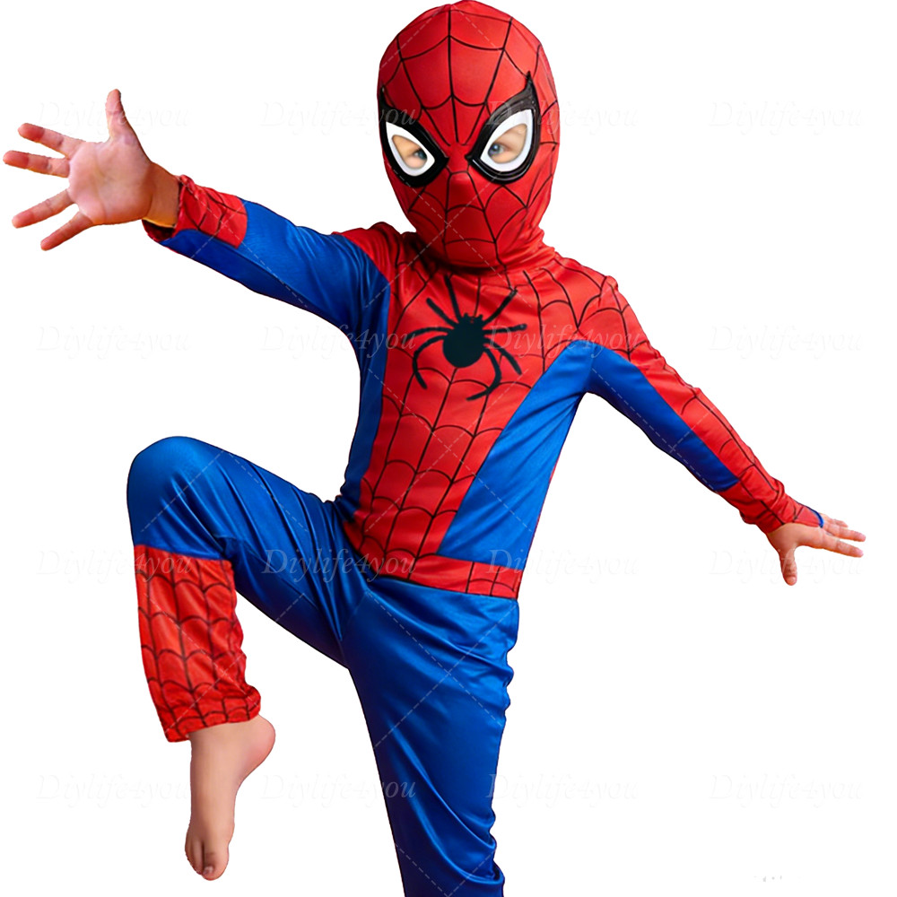 Kids SpiderMan Cosplay Costume Boys Tobey Maguire Outfit Jumpsuit Clothes 3-7Age