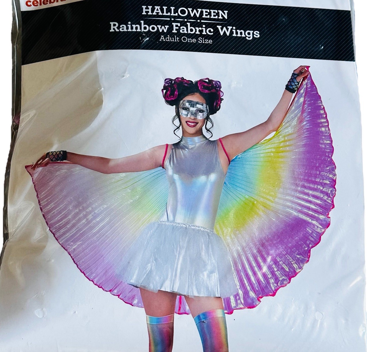 RAINBOW Angel Butterfly Wings Halloween Costume Party Outfit Adult One Size NEW