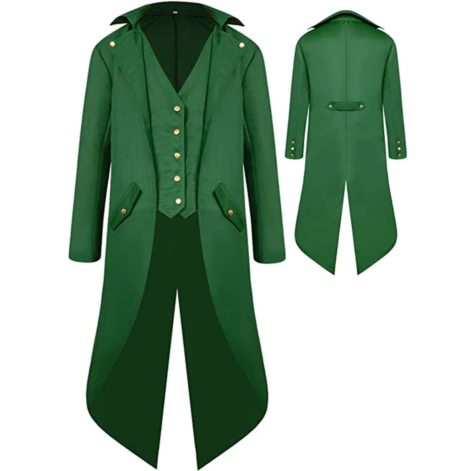 Mens Gothic Medieval Tailcoat Jacket, Steampunk Vintage Victorian Frock