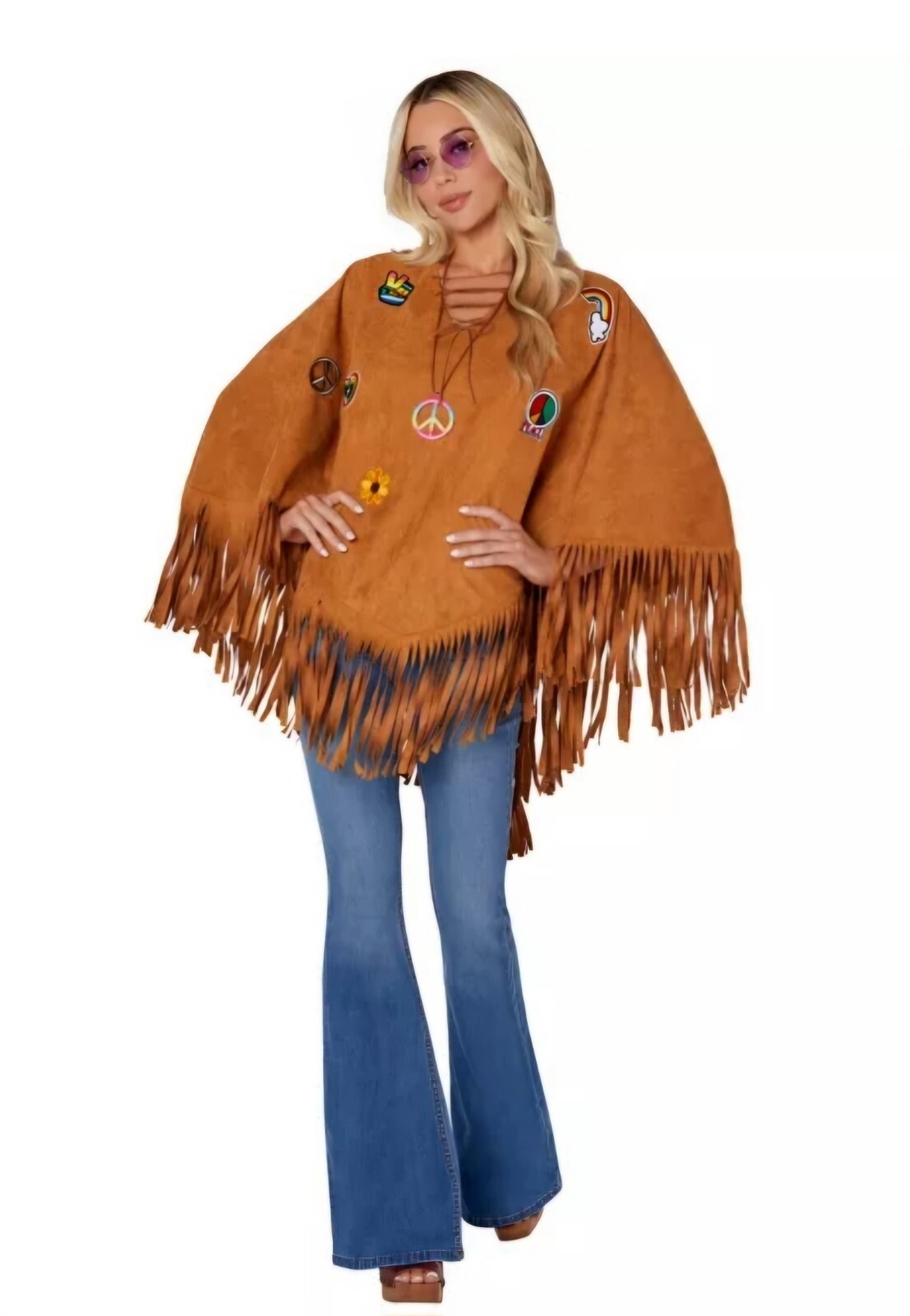 Spirit Adult Free Spirit Babe hippie Halloween costume poncho only