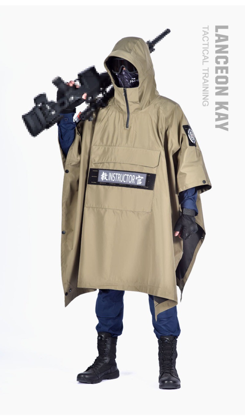 Tactical Rain Poncho Soft Shell Waterproof Outdoor Cycling Training Raincoat Men