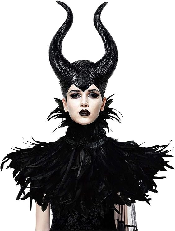 Women Maleficent Costume Disney Witch Black Horns Cosplay Mask Halloween Hat New