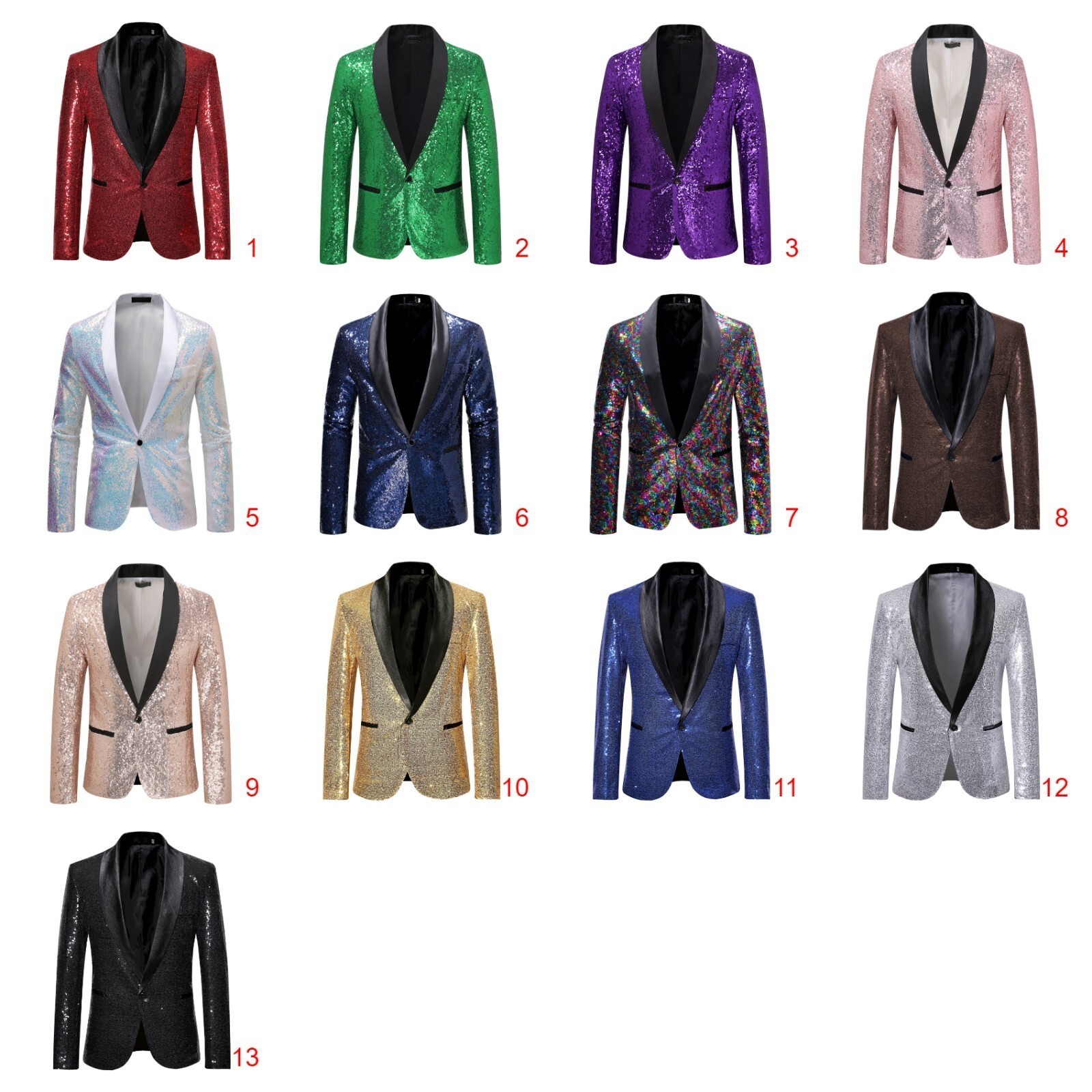 Retro Glitter Sequin Jackets Men’s Suit Coats Shawl Lapel Suit Jackets Tuxedo