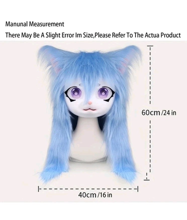 New Fursuit Long Haired Husky Fox Mascot Head Party Halloween Fur Role-playing