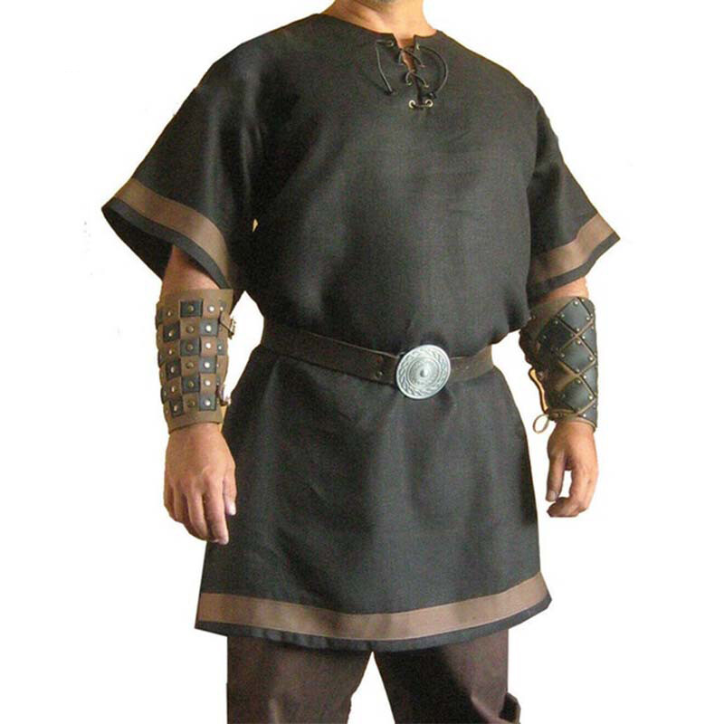 Medieval Men Tunic Top Shirt Blouse Pirate Knight Cosplay Fancy Costume