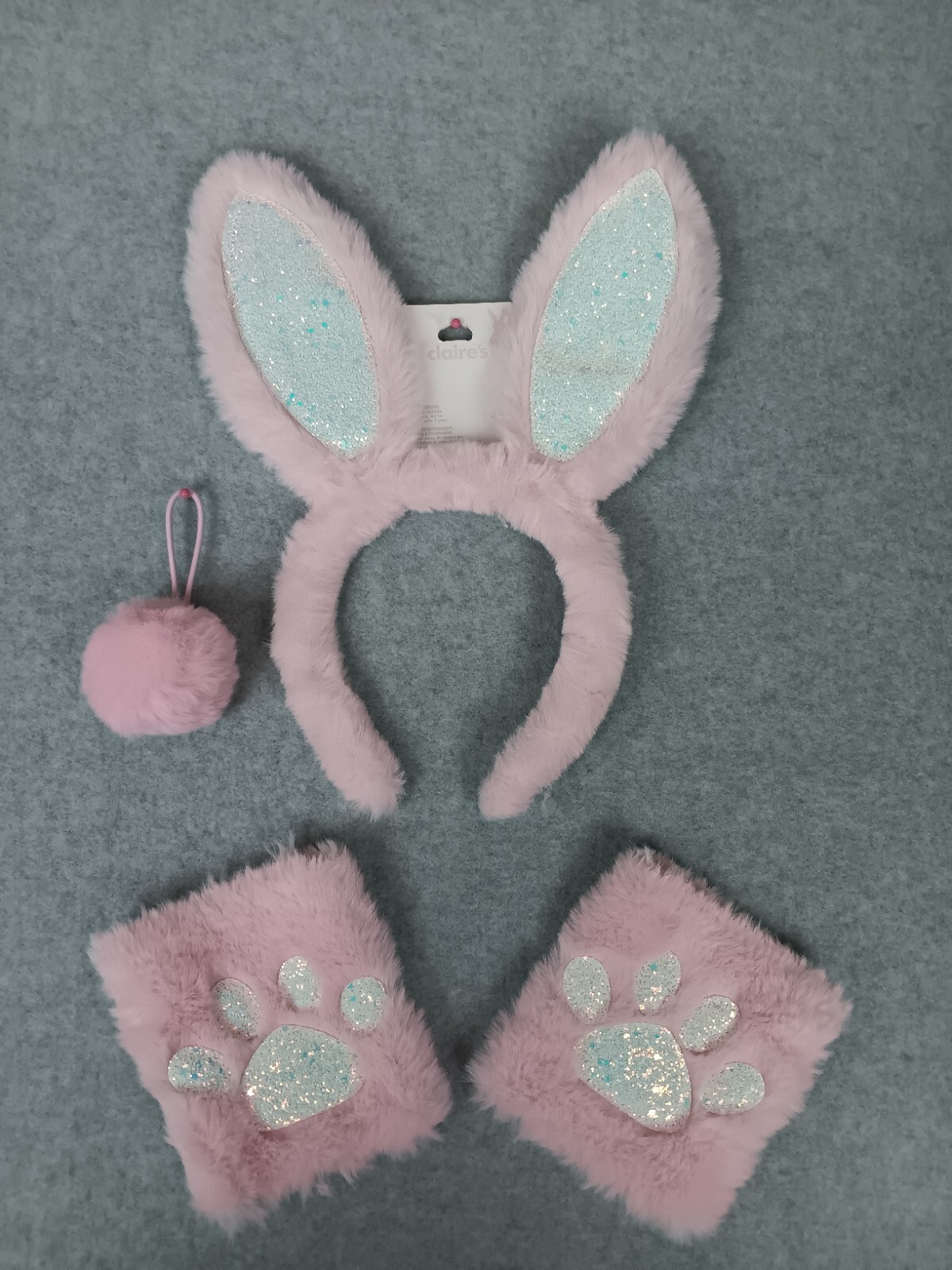 Clair’s Faux Fur Easter Bunny Accessory Props Pink Glitter