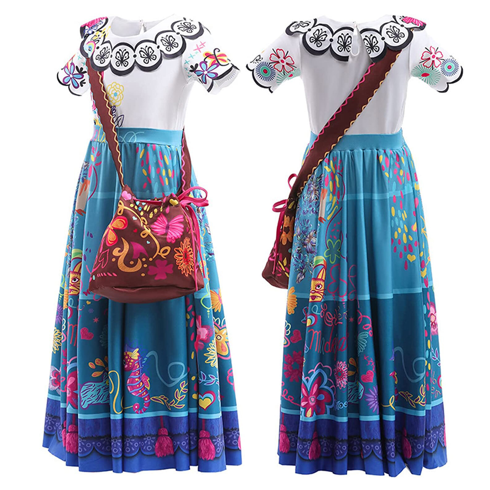 Kids Girls Princess Dress Up Encanto Mirabel Costume Cosplay Party Fancy Dress