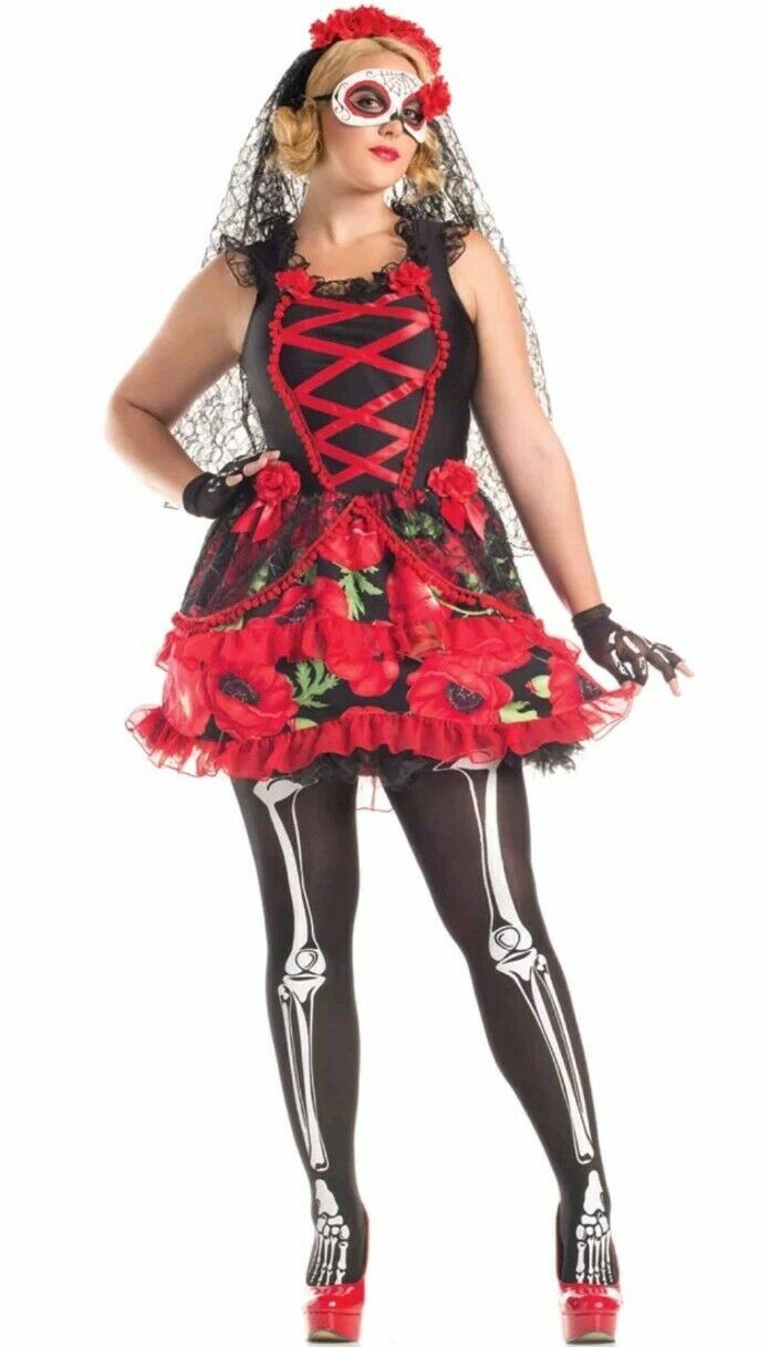 Party King Day of the Dead Senorita Plus Size Womens Halloween Costume PK297