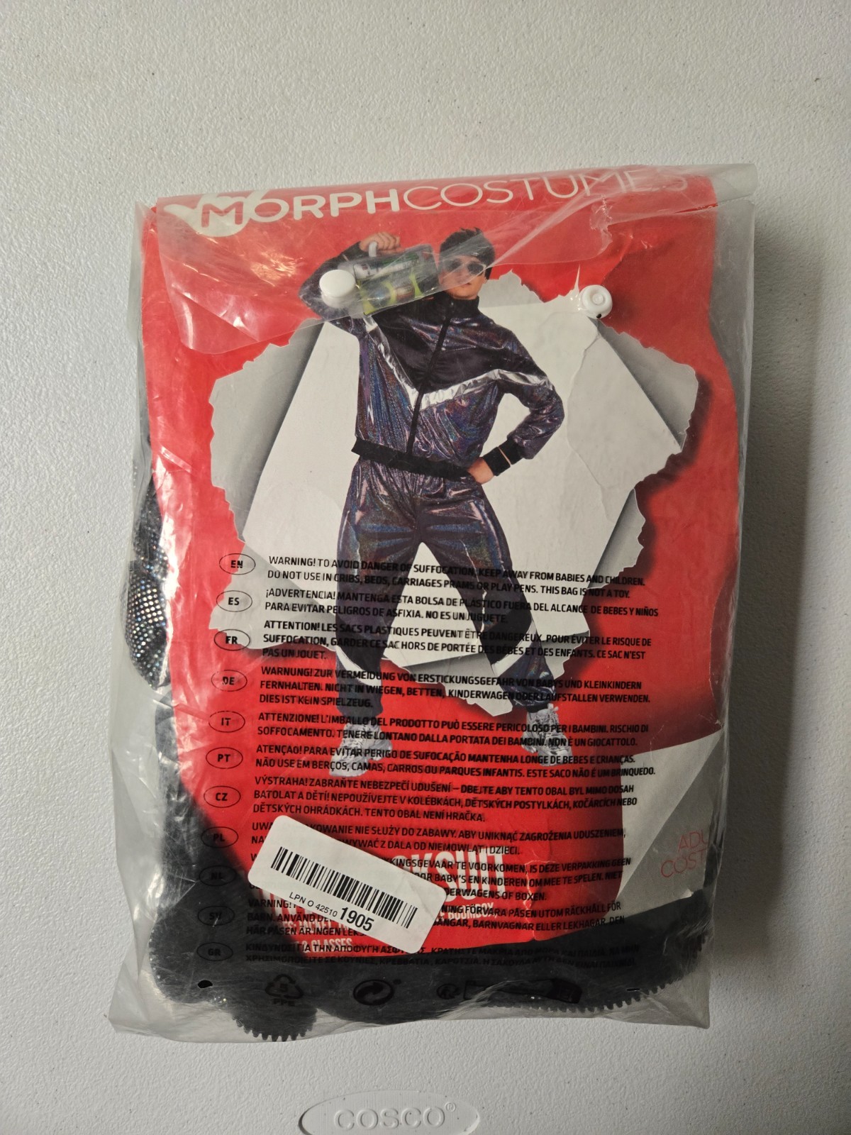 Morph Costumes Shiny 80s Track Suit Costume 90s Retro Outfit Men’s Size Large