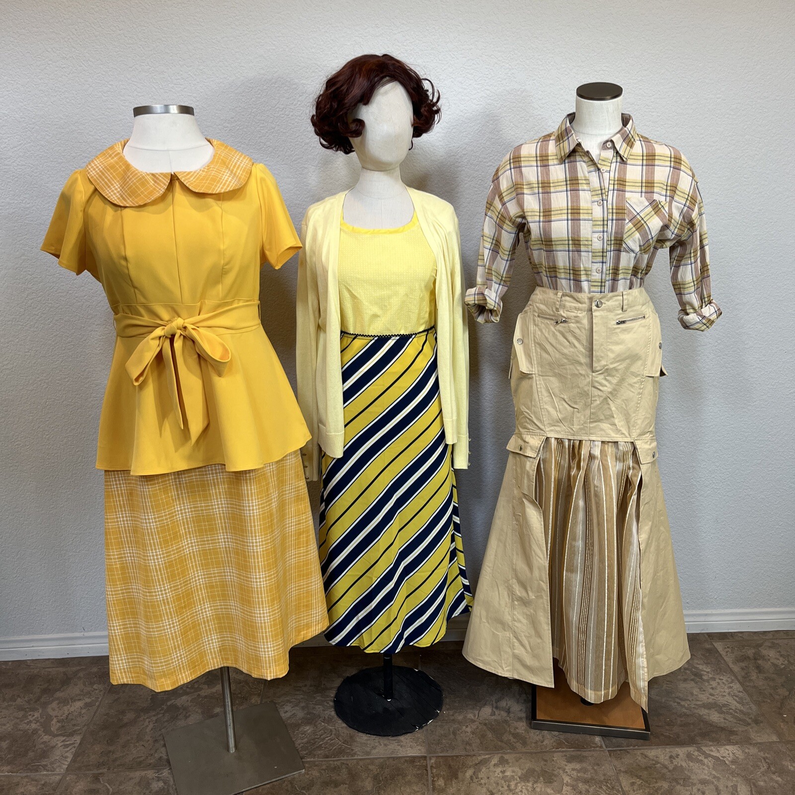 Seussical Musical Lot of 3 Who People Yellow Long Skirt Tops Yellow Blue Stripe