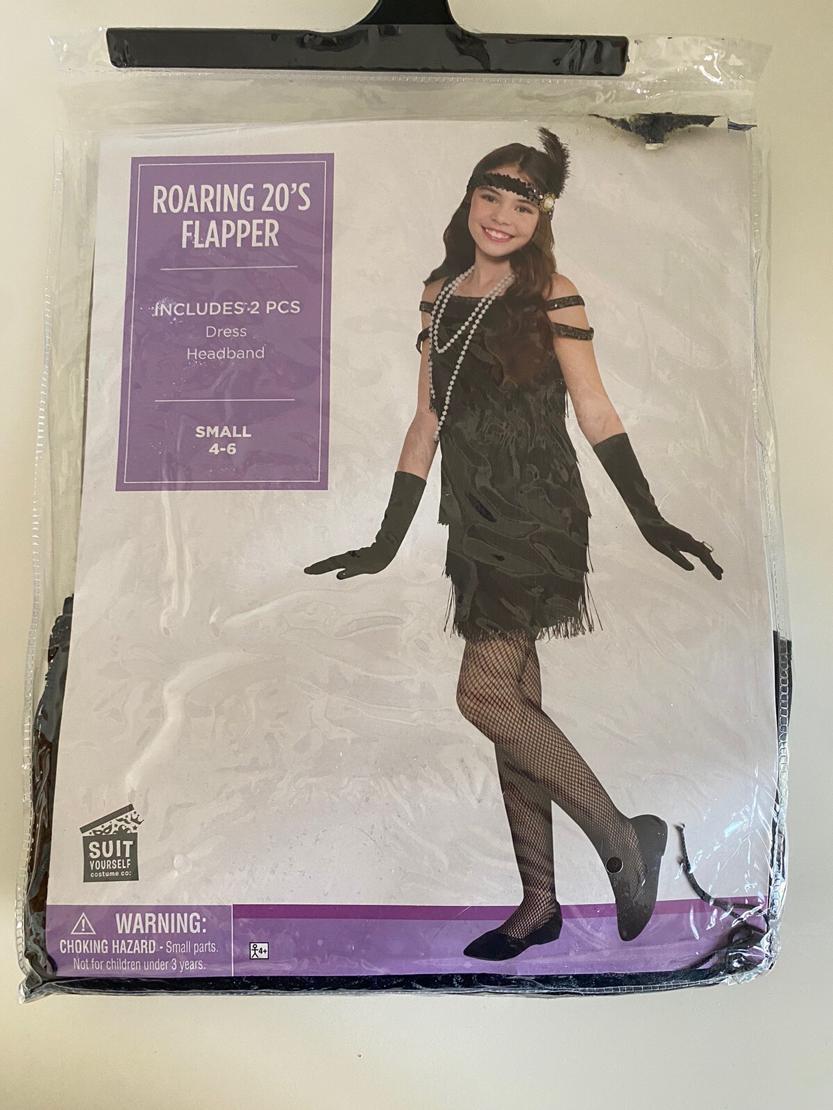 Roaring 20’s Flapper Black Speakeasy Dress Up Halloween Child Costume, Size S4-6