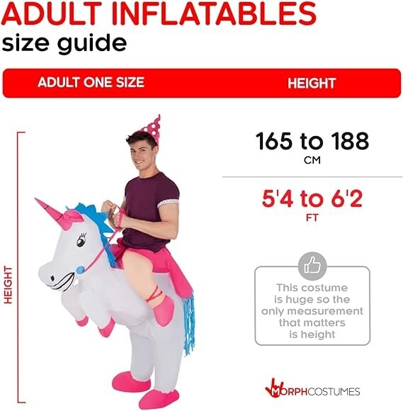 Adult Unicorn Inflatable Ride On Costume Funny Halloween Blow Up Suit Halloween