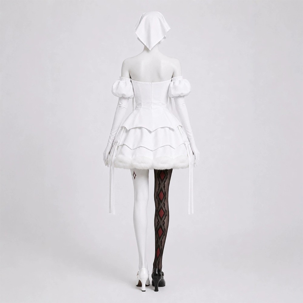 Sua Cosplay White Alien women Costume Halloween Sua Fancy Dress Headscarf set