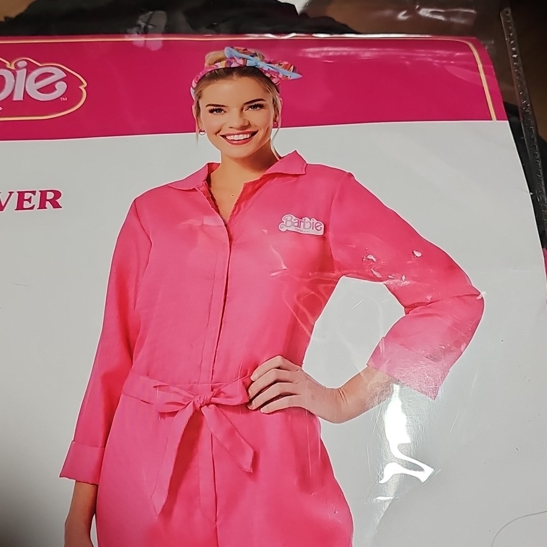 NIP ADULT LARGE 12/14 Barbie the Movie Pink Power Jumpsuit Costume