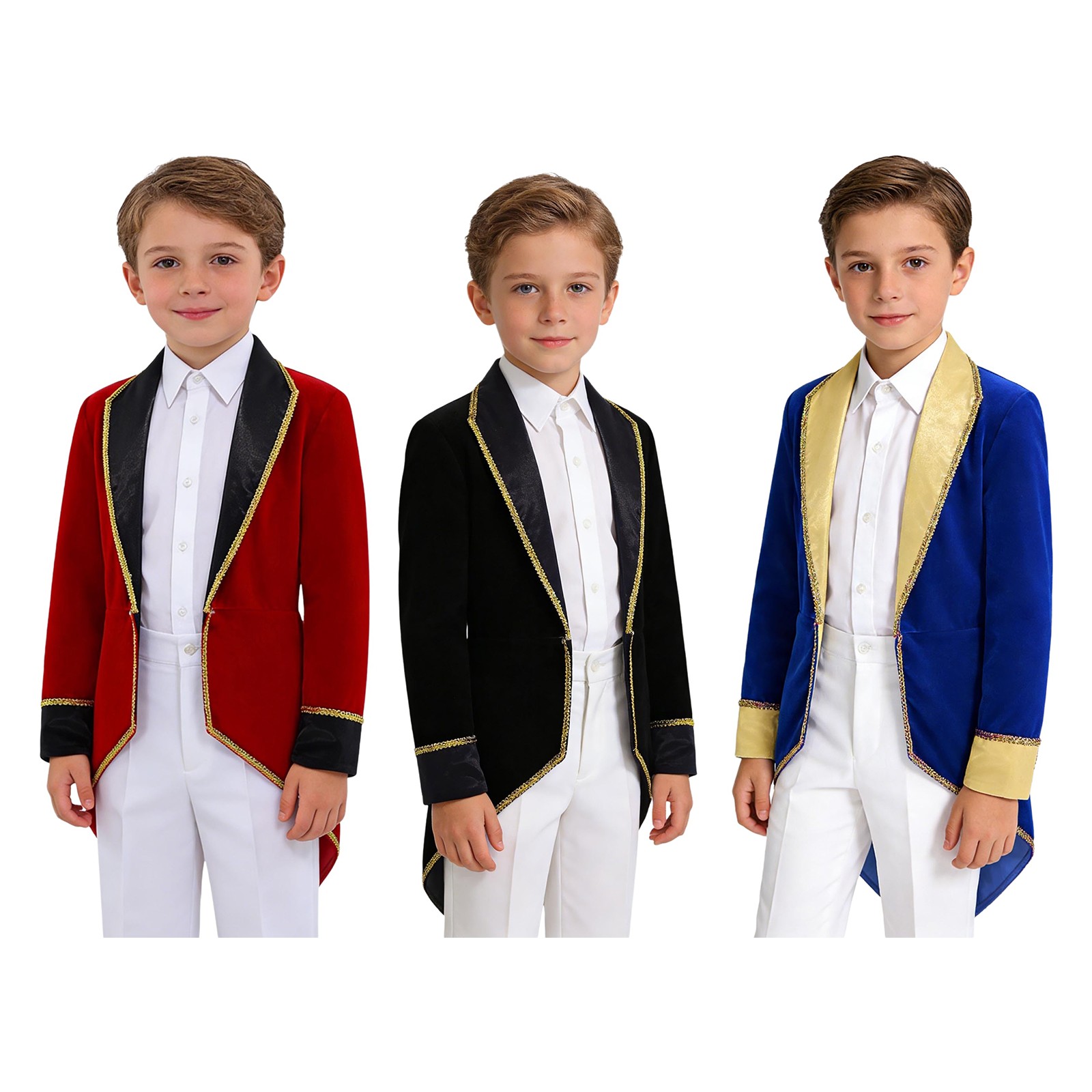 US Kids Circus Ringmaster Coats Tuxedo Jackets Halloween Prince Costume Cosplay