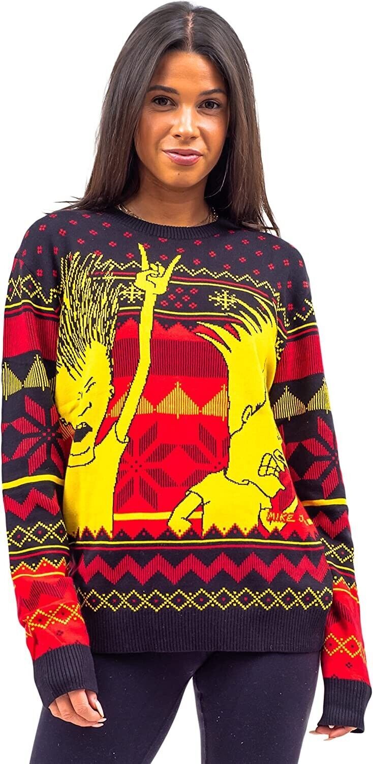 Adult Unisex MTV Beavis Butthead Mike Judge Head Banging Ugly Christmas Sweater