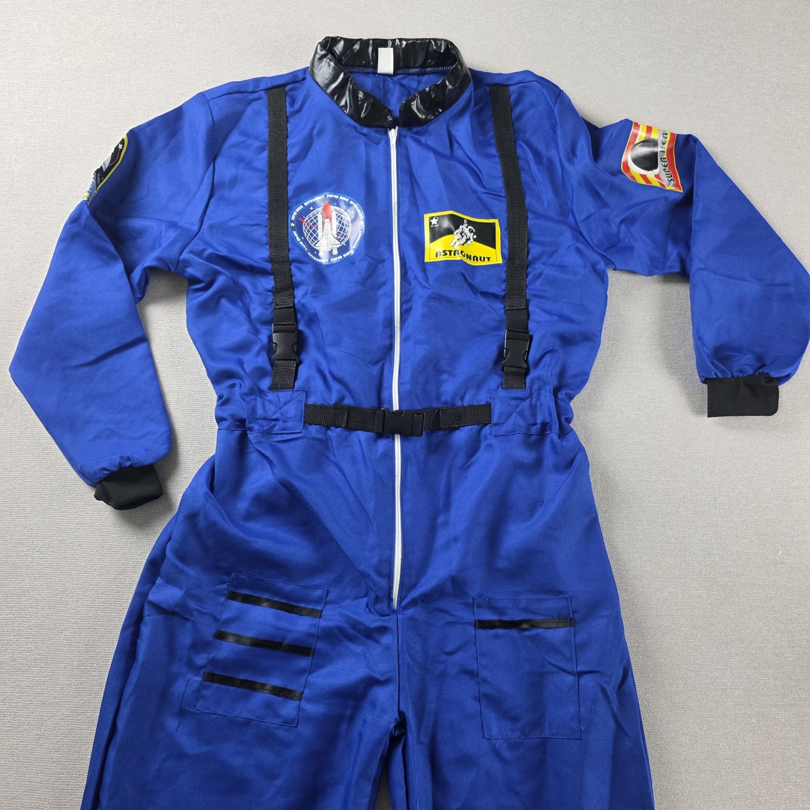 Blue Astronaut Flight Suit Costume Spaceman Halloween Jumpsuit Adult Size L Exc