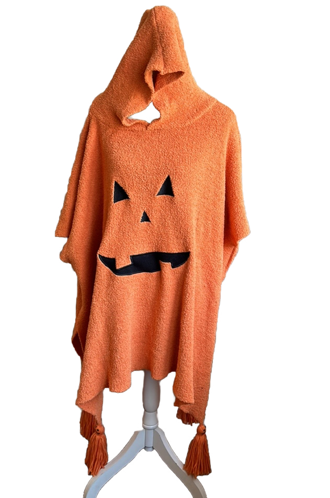 New Adult Pumpkin Jackolantern Poncho Halloween One Size Unisex Fuzzy
